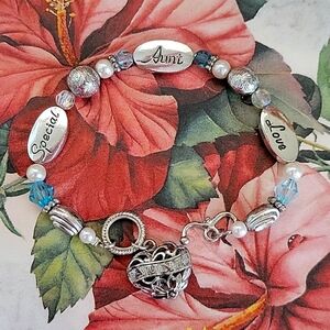 ❤️ AUNT BRACELET,   SPECIAL-LOVE-AUNT BEADS, HEART CHARM
